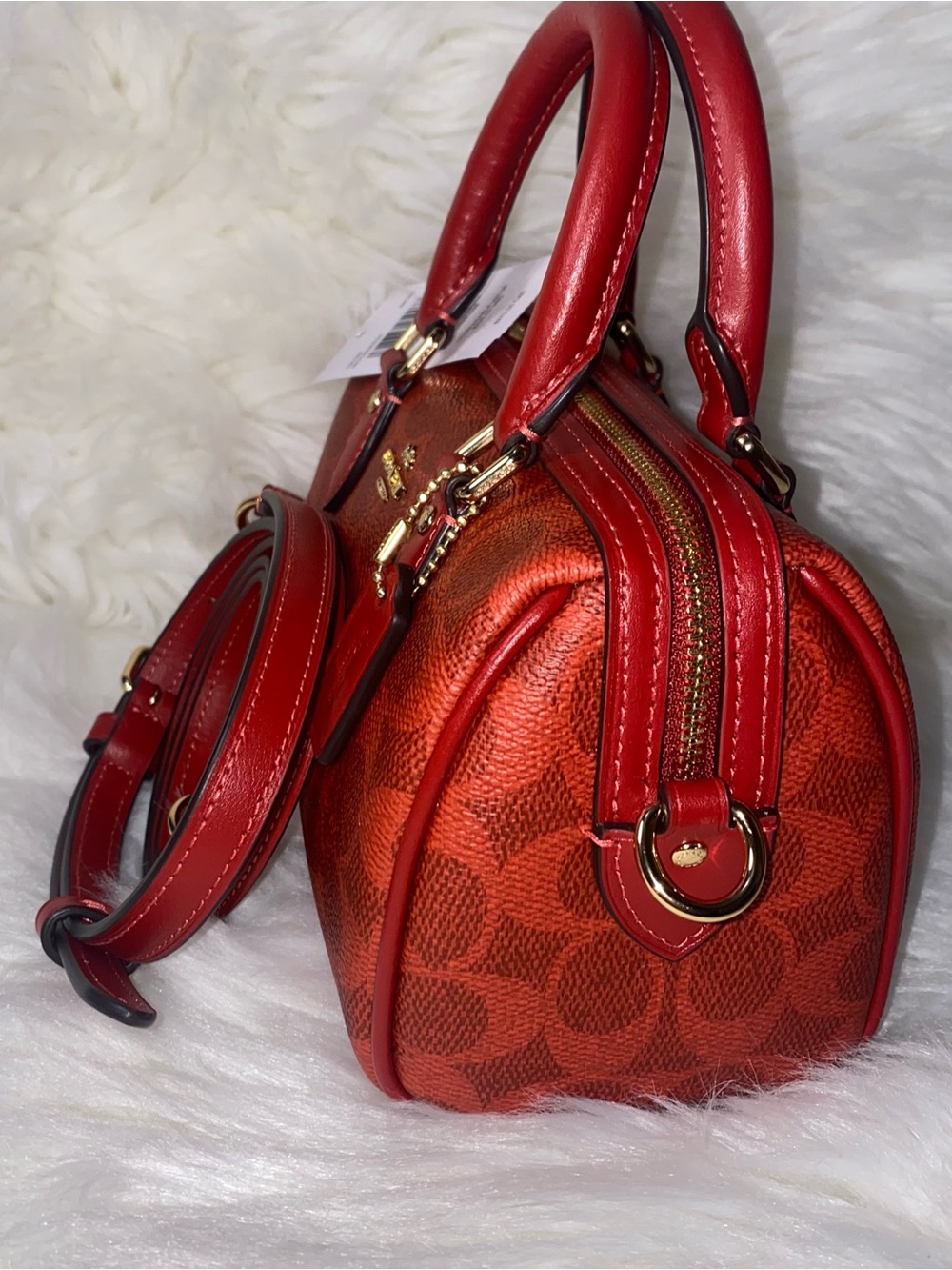 Coach purse Mini Rowan Crossbody Bag In Signature Canvas in Crimson color New - Picture 3 of 13